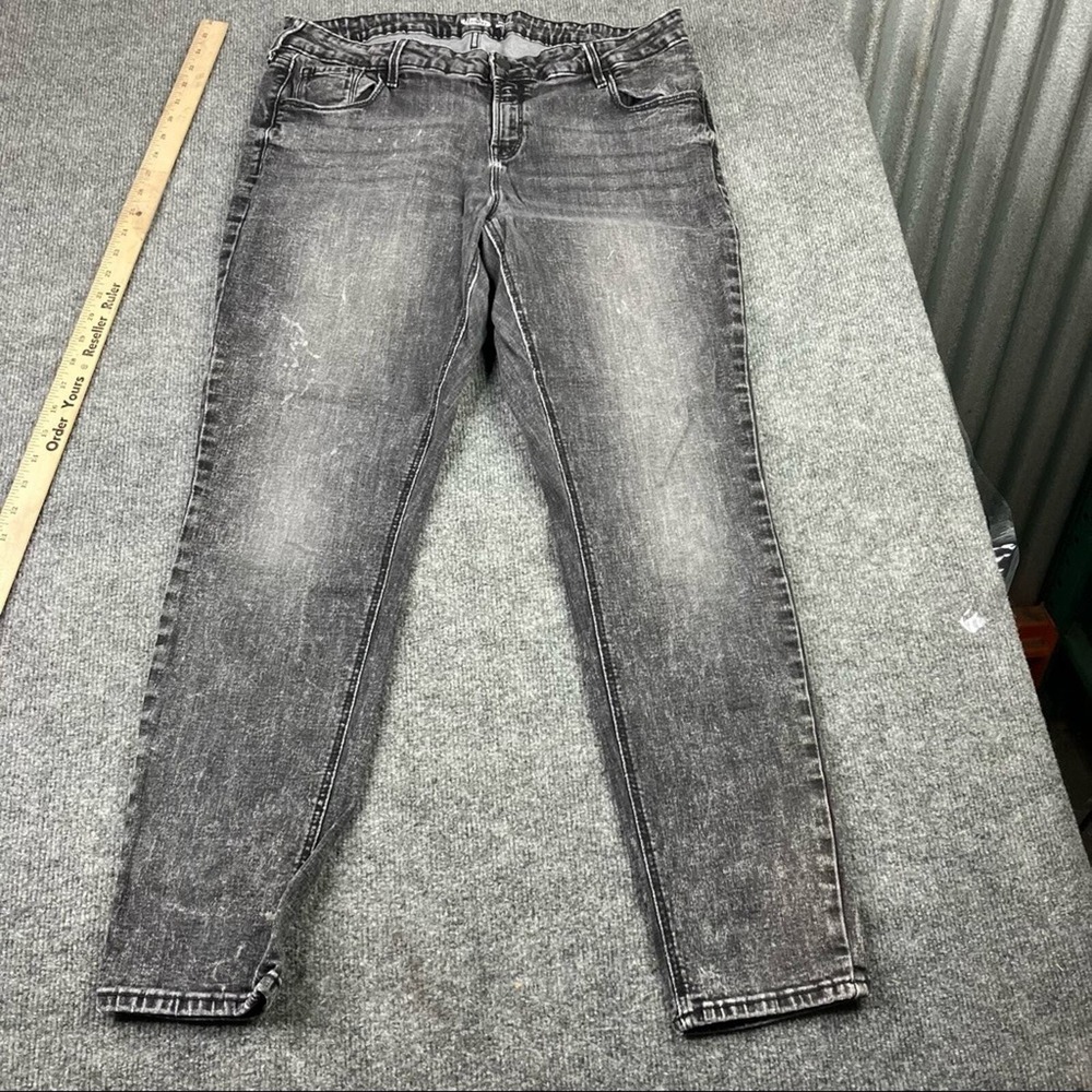Old Navy Jeans Womens 16 Black Gray Rockstar Super Skinny Distressed Denim